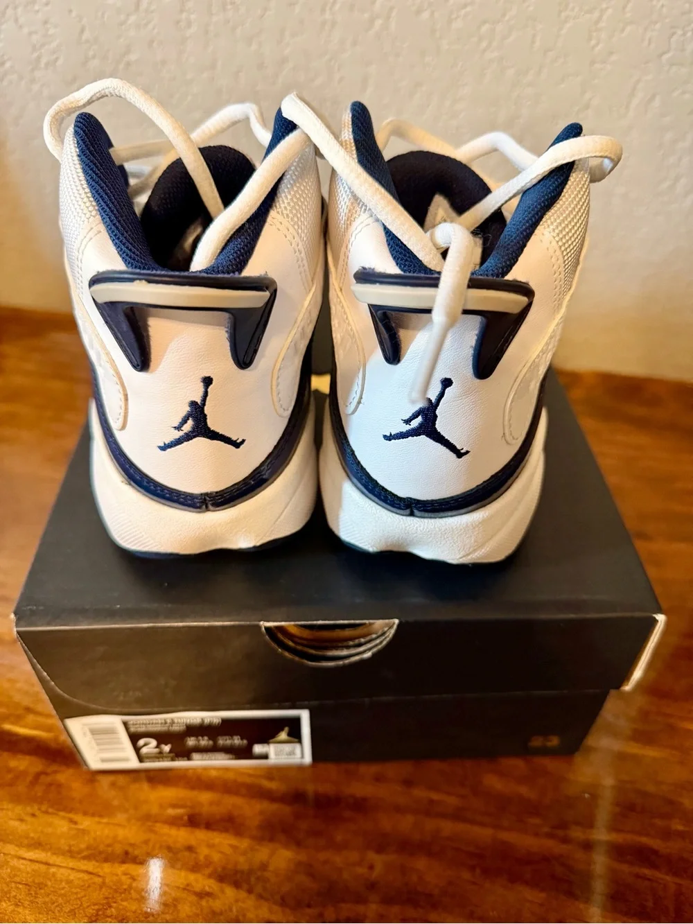 Jordan 6 Rings Boys' Navy and White High-Top Sneakers
